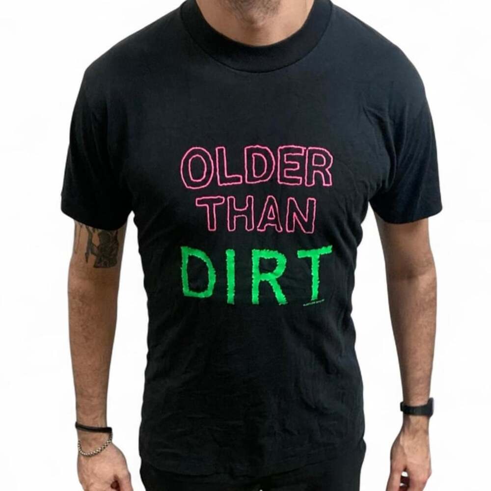 Vintage 1991 "Older Than Dirt" Graphic T-Shirt, Black, Large